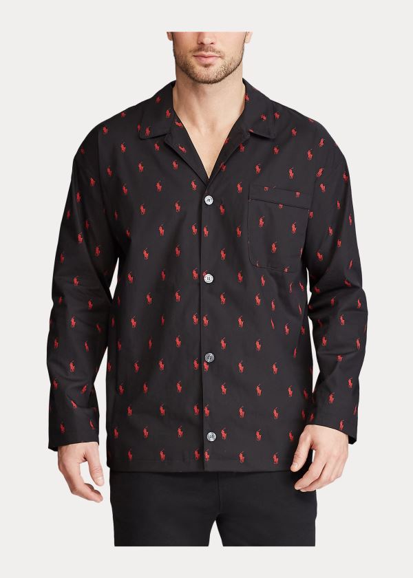 Ralph Lauren Signature Pony Pajama Shirt Černé Červené | MP60tJSc
