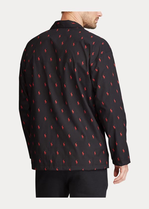 Ralph Lauren Signature Pony Pajama Shirt Černé Červené | MP60tJSc