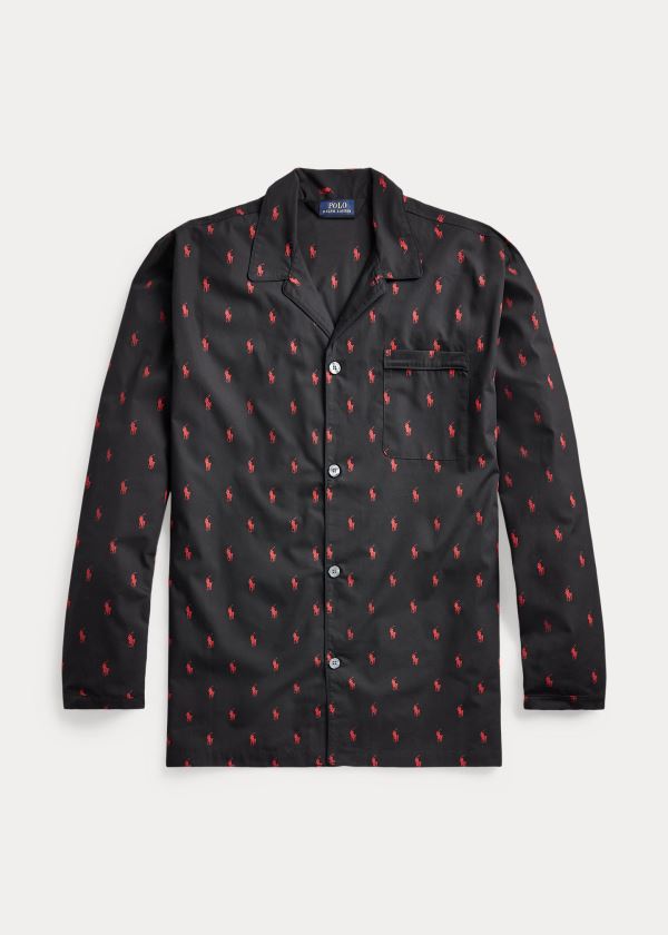 Ralph Lauren Signature Pony Pajama Shirt Černé Červené | MP60tJSc