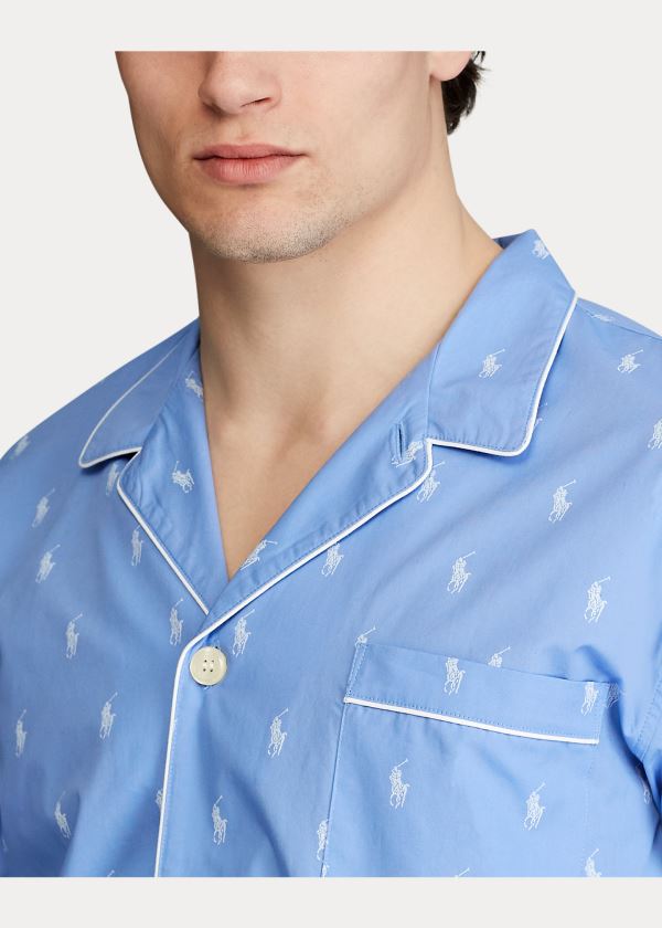 Ralph Lauren Signature Pony Pajama Shirt Blankyt Bílé | xv63iYm7