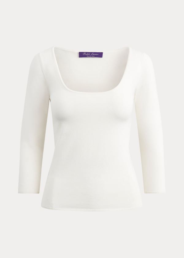 Ralph Lauren Silk Ballet-Neck Svetrové Krém | 1kUYPMgW
