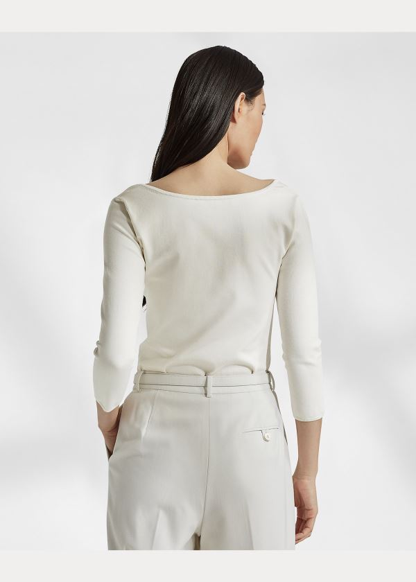 Ralph Lauren Silk Ballet-Neck Svetrové Krém | 1kUYPMgW