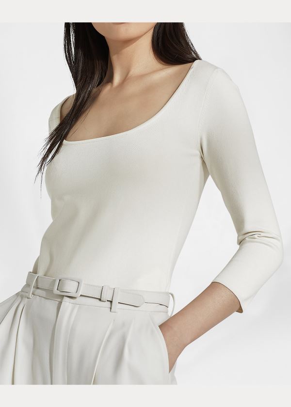 Ralph Lauren Silk Ballet-Neck Svetrové Krém | 1kUYPMgW