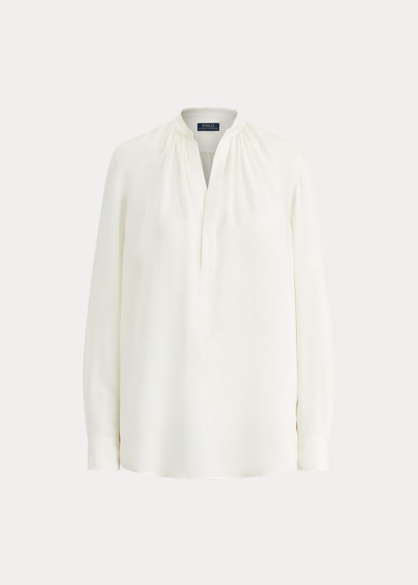 Ralph Lauren Silk-Blend Blouse Krém | HOM23uJL