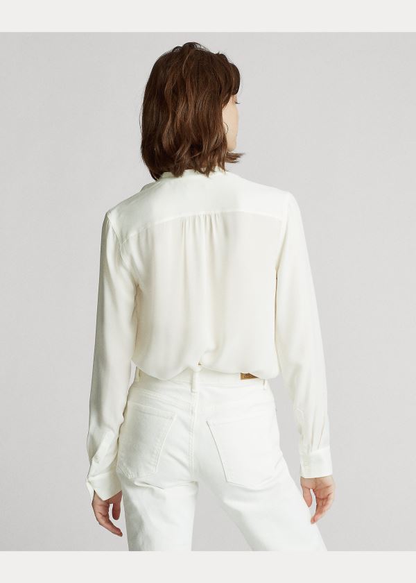 Ralph Lauren Silk-Blend Blouse Krém | HOM23uJL