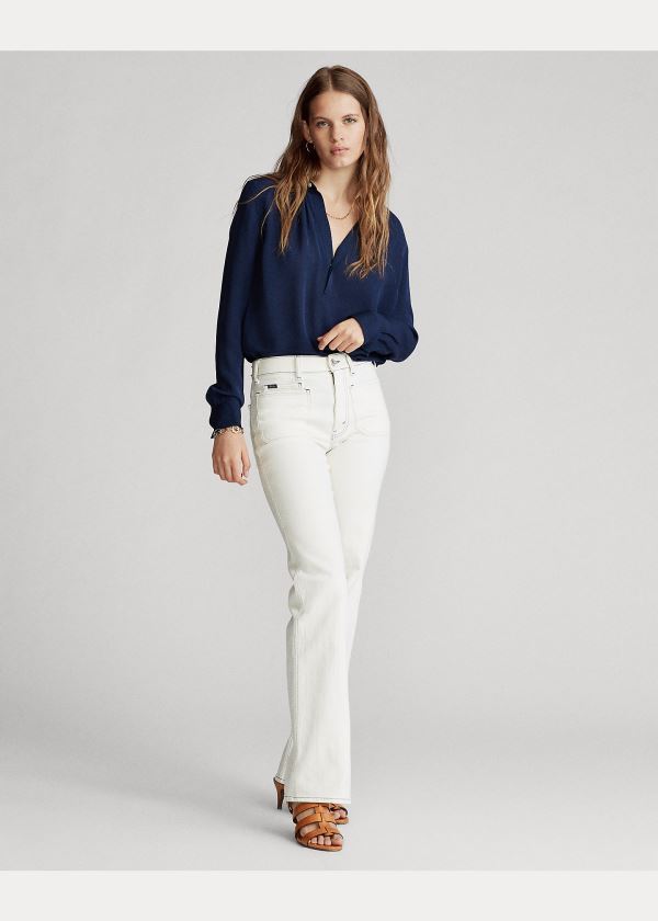 Ralph Lauren Silk-Blend Blouse Tmavě Blankyt | x0ZMxb6z