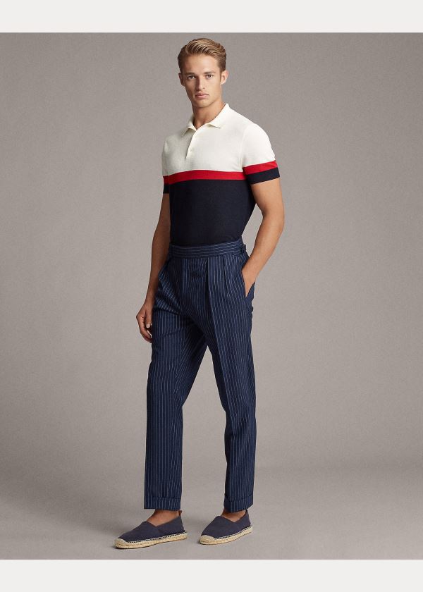 Ralph Lauren Silk-Blend Polo-Collar Svetrové Tmavě Blankyt Bílé Červené | ZR0y1qc7