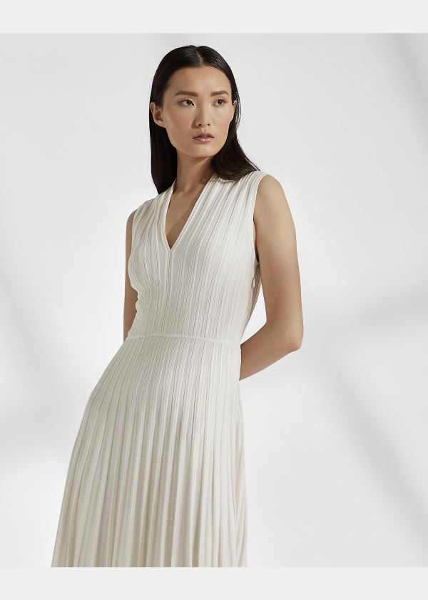 Ralph Lauren Silk-Blend Svetrové Šaty Krém | 8UGnG21O