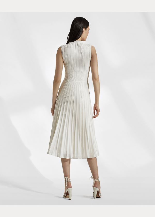 Ralph Lauren Silk-Blend Svetrové Šaty Krém | 8UGnG21O