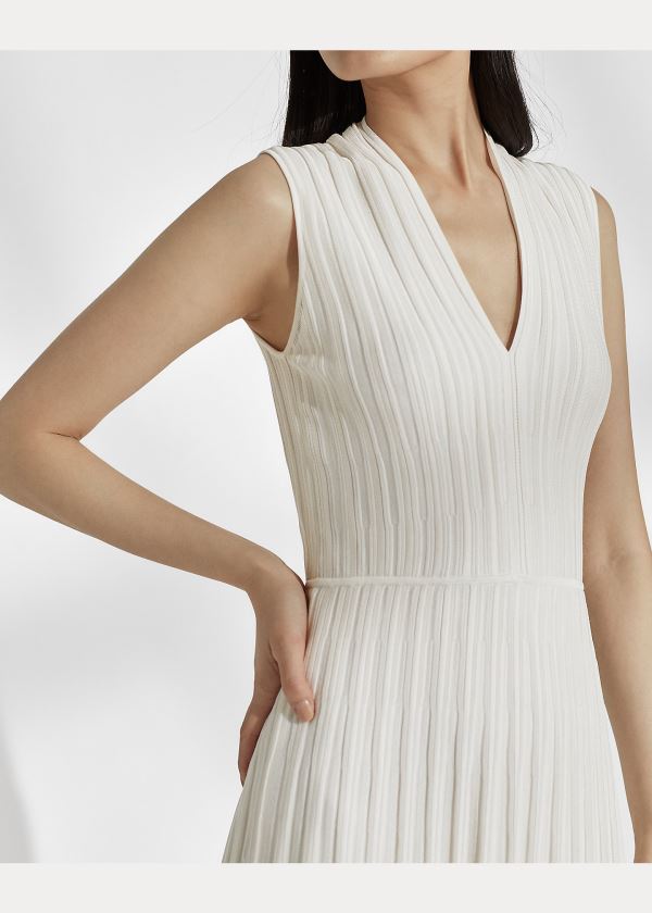 Ralph Lauren Silk-Blend Svetrové Šaty Krém | 8UGnG21O