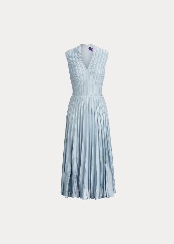 Ralph Lauren Silk-Blend Svetrové Šaty Světle Blankyt | UcnAnIP5