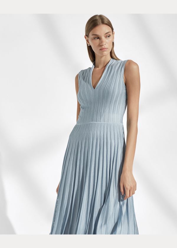 Ralph Lauren Silk-Blend Svetrové Šaty Světle Blankyt | UcnAnIP5