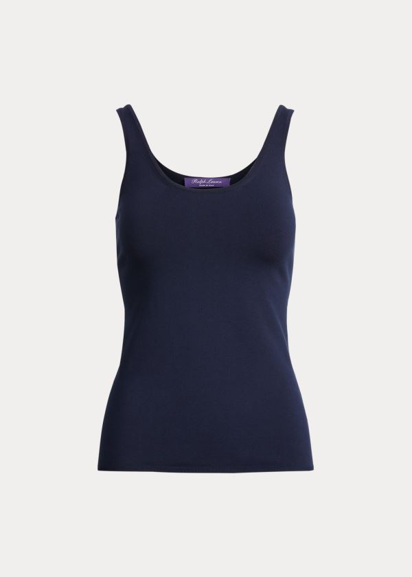Ralph Lauren Silk-Blend Tank Top Tmavě Blankyt | pBoZD84G