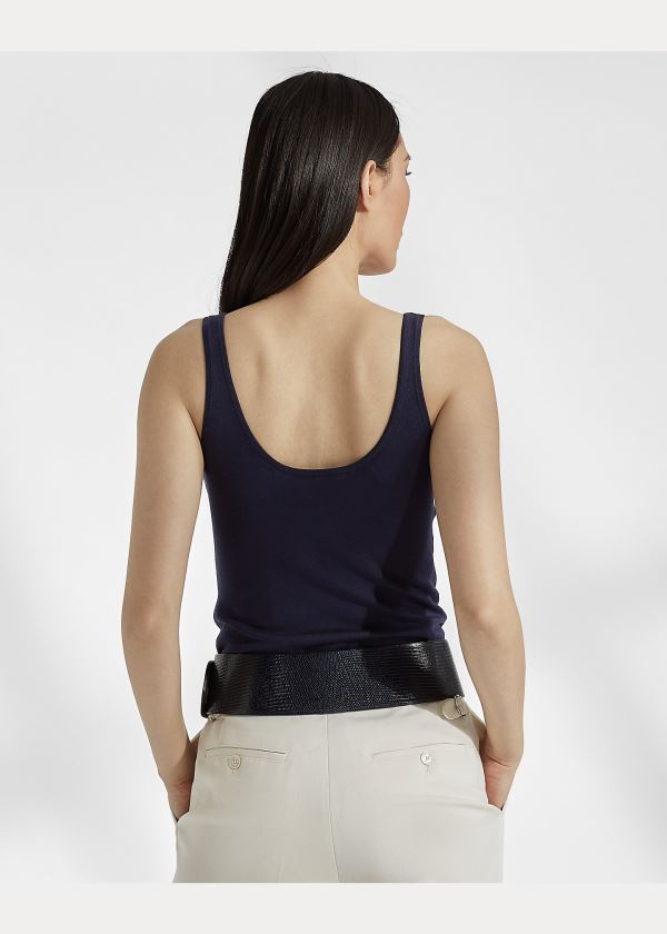 Ralph Lauren Silk-Blend Tank Top Tmavě Blankyt | pBoZD84G