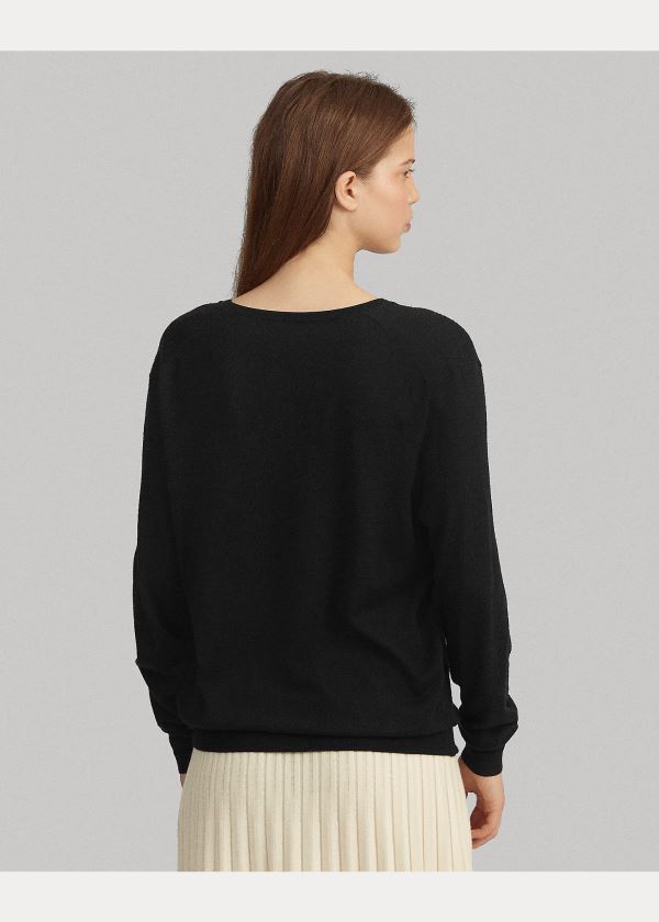 Ralph Lauren Silk-Blend V-Neck Svetrové Černé | 51kE25mY