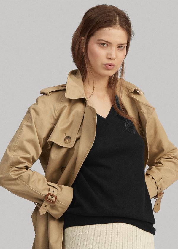 Ralph Lauren Silk-Blend V-Neck Svetrové Černé | 51kE25mY