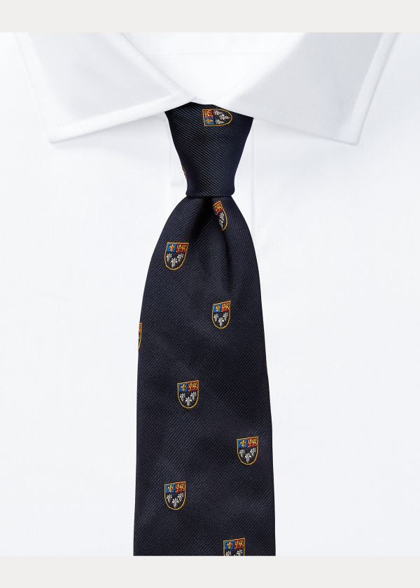 Ralph Lauren Silk Narrow Club Tie Tmavě Blankyt | BVBwZoFJ