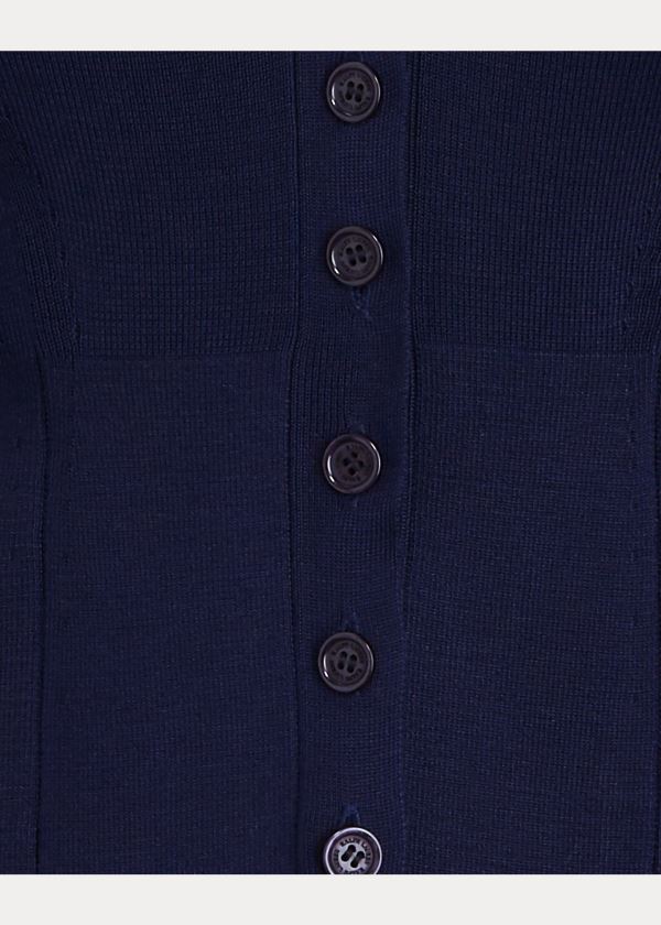 Ralph Lauren Silk Peplum Cardigan Tmavě Blankyt | 9MLRUhYm