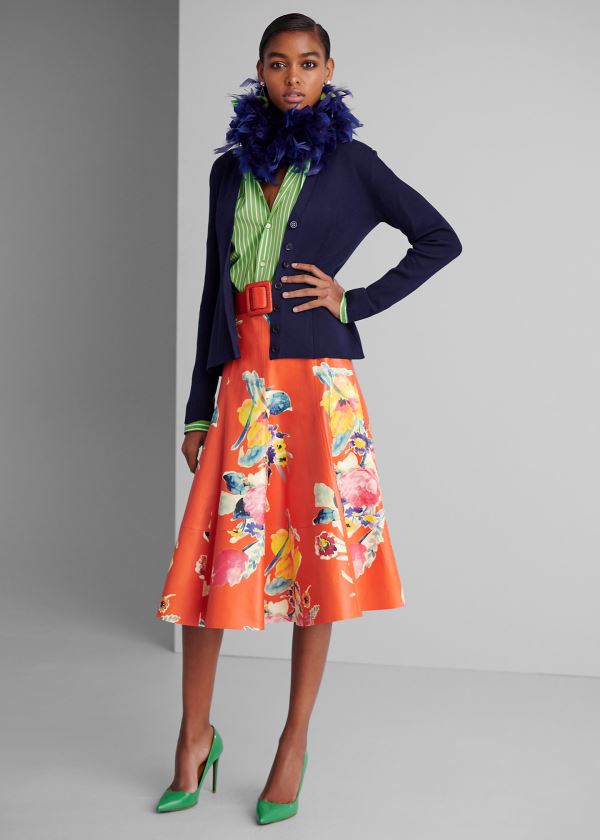 Ralph Lauren Silk Peplum Cardigan Tmavě Blankyt | 9MLRUhYm