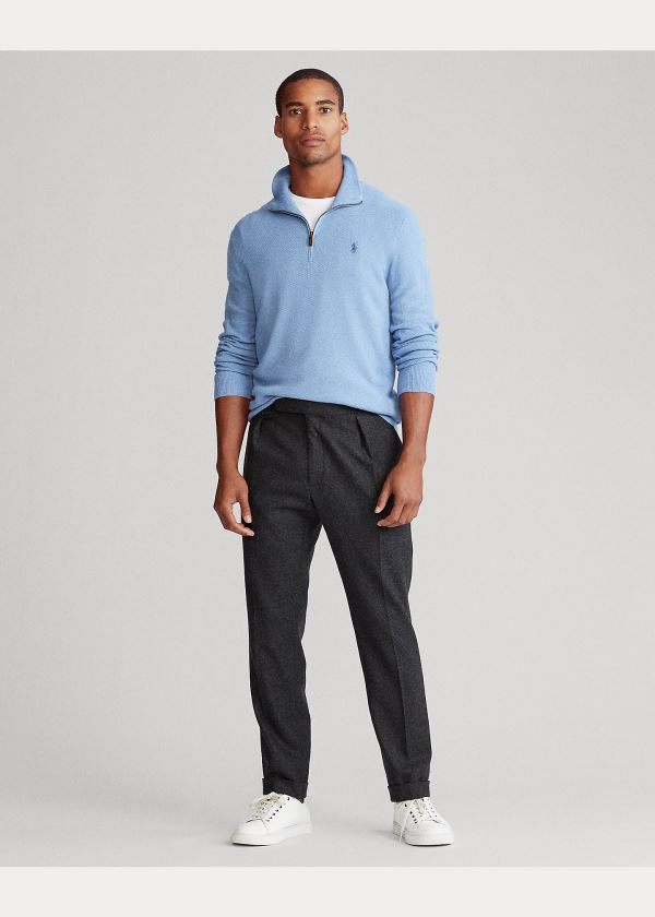 Ralph Lauren Silk Quarter-Zip Svetrové Královská Modrá Blankyt | 2smU38i9