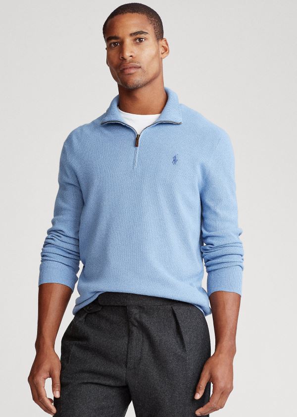 Ralph Lauren Silk Quarter-Zip Svetrové Královská Modrá Blankyt | 2smU38i9