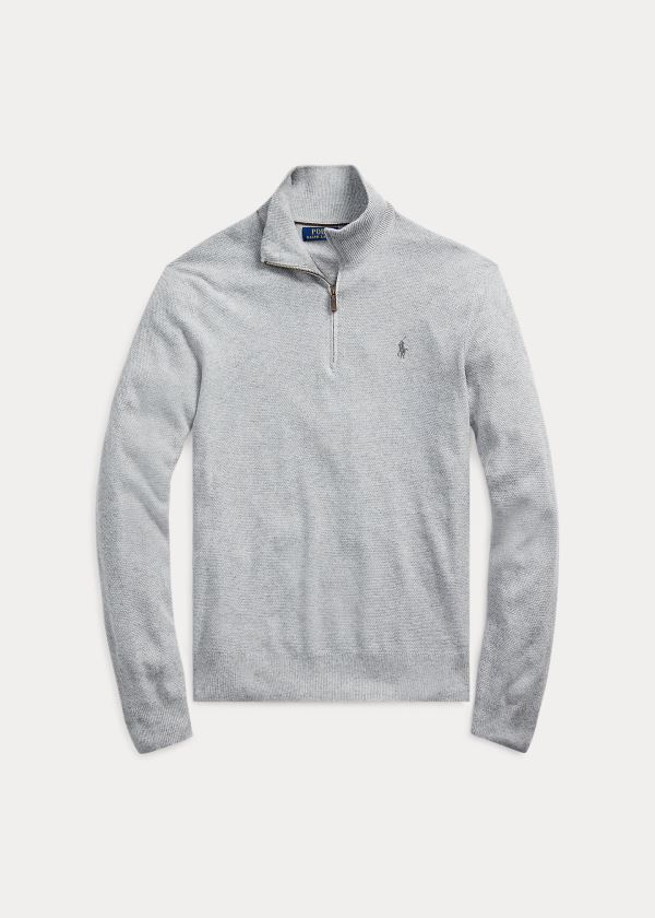 Ralph Lauren Silk Quarter-Zip Svetrové Šedé | e3RGt289