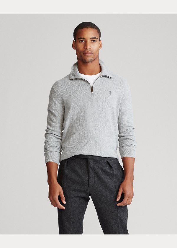 Ralph Lauren Silk Quarter-Zip Svetrové Šedé | e3RGt289