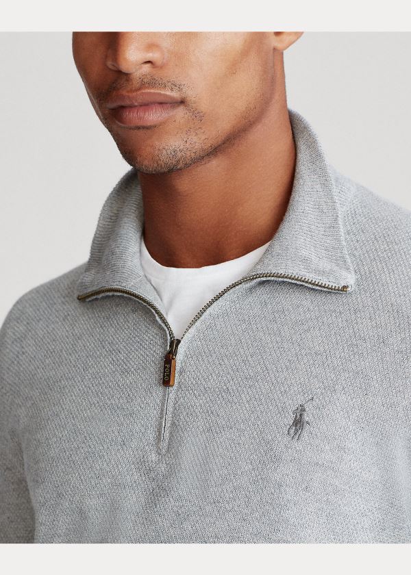Ralph Lauren Silk Quarter-Zip Svetrové Šedé | e3RGt289