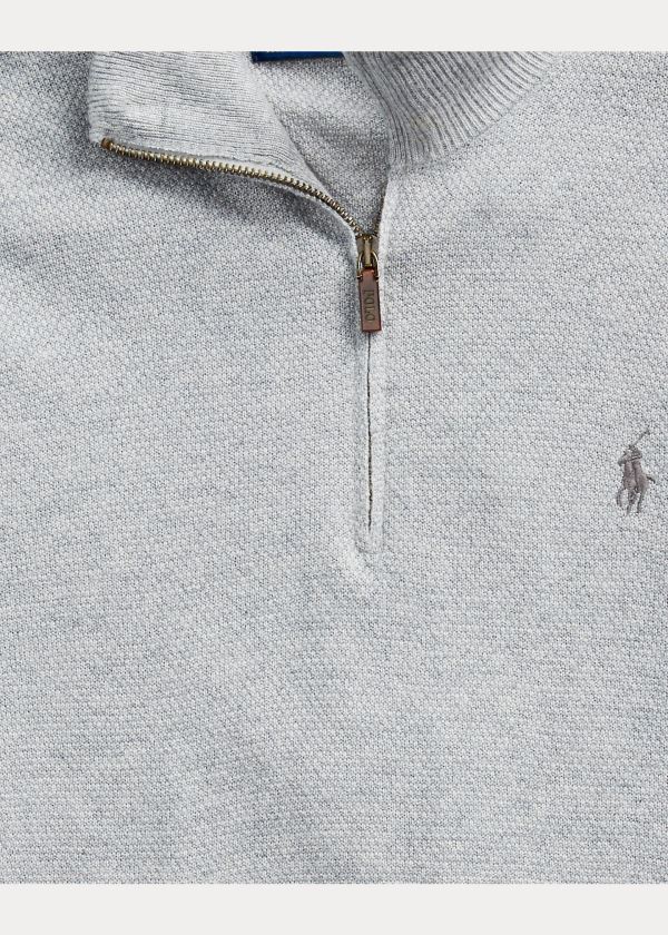 Ralph Lauren Silk Quarter-Zip Svetrové Šedé | e3RGt289