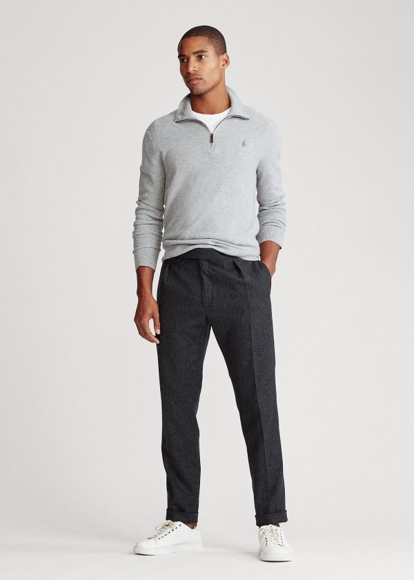 Ralph Lauren Silk Quarter-Zip Svetrové Šedé | e3RGt289