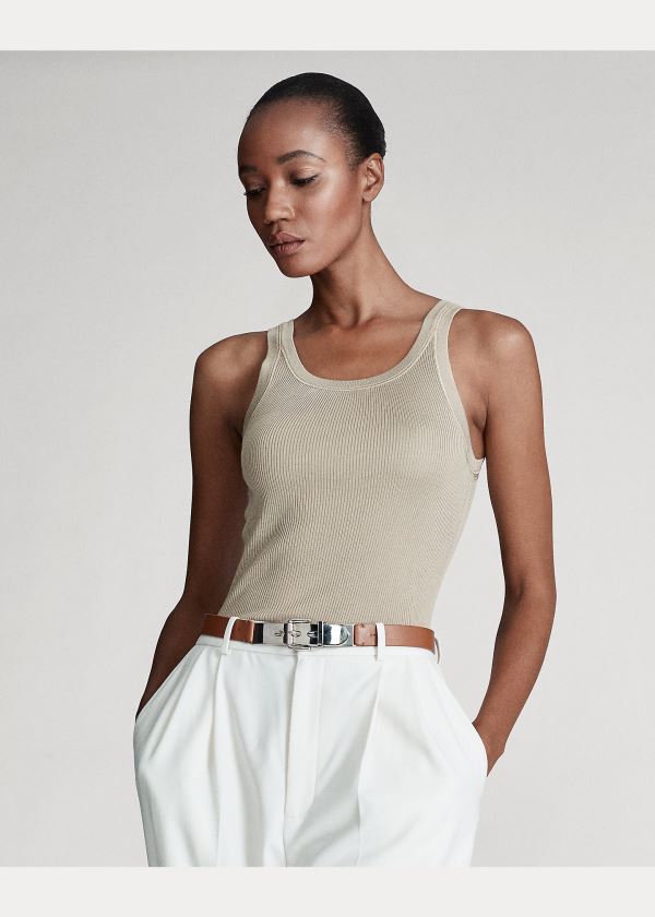 Ralph Lauren Silk Tank Top Hnědé | bvwy1SLf