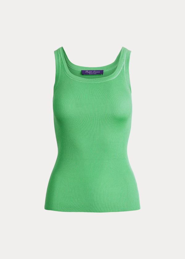Ralph Lauren Silk Tank Top Mátově Zelená Zelene | 8cEeLED2