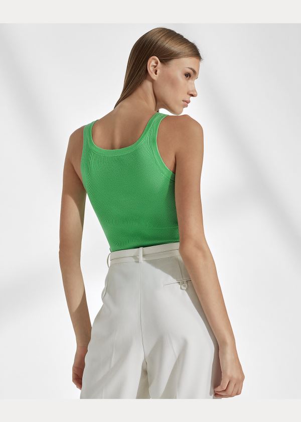 Ralph Lauren Silk Tank Top Mátově Zelená Zelene | 8cEeLED2