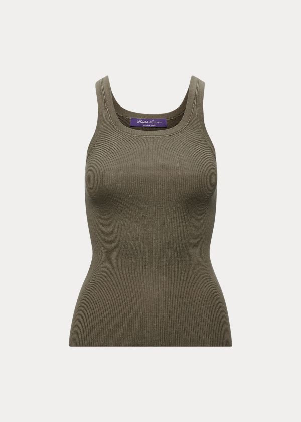 Ralph Lauren Silk Tank Top Olivy Zelené | ioXpCjdG