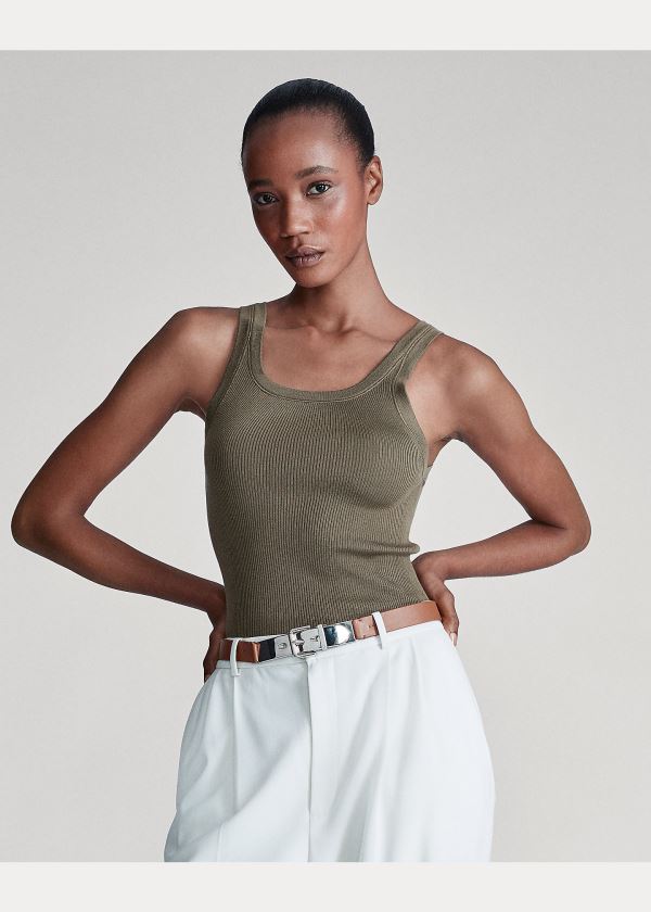 Ralph Lauren Silk Tank Top Olivy Zelené | ioXpCjdG