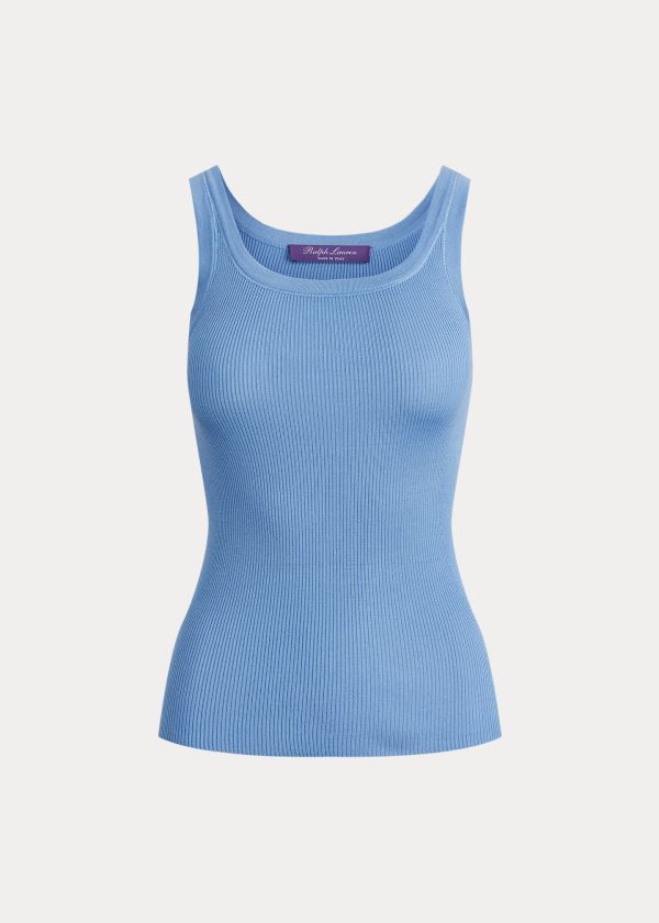 Ralph Lauren Silk Tank Top Světle Blankyt | v2MUlJmm