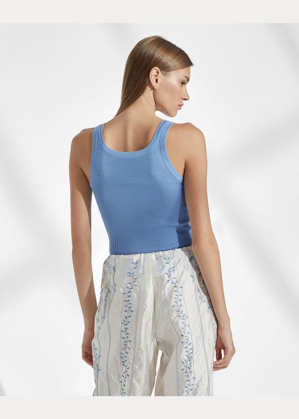 Ralph Lauren Silk Tank Top Světle Blankyt | v2MUlJmm