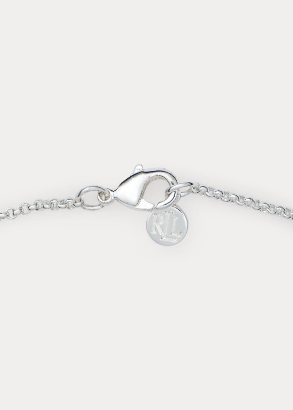 Ralph Lauren Silver Chain Crystal Necklace Stříbrné | fOOcHpgt