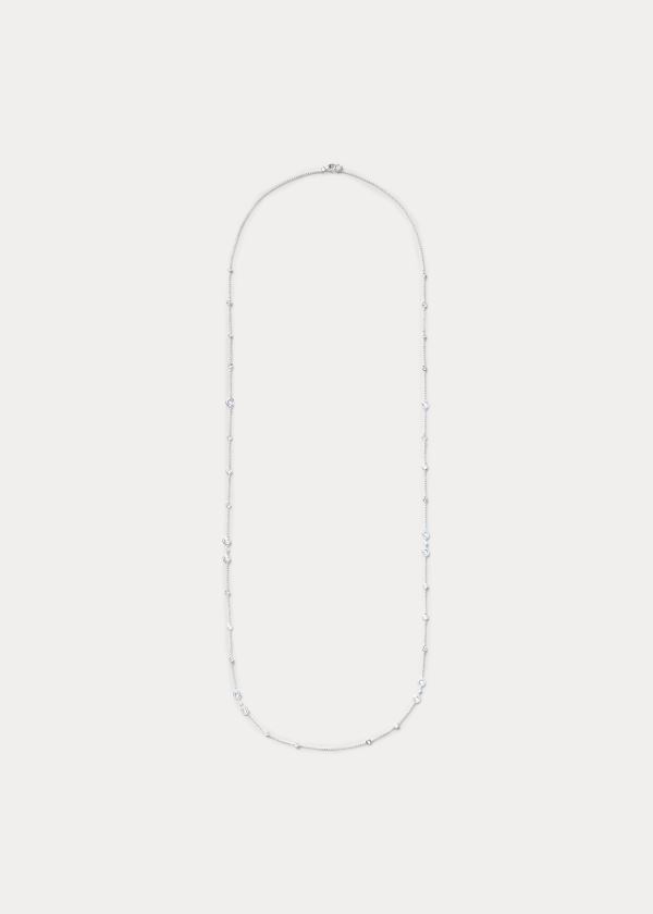 Ralph Lauren Silver Chain Crystal Necklace Stříbrné | fOOcHpgt