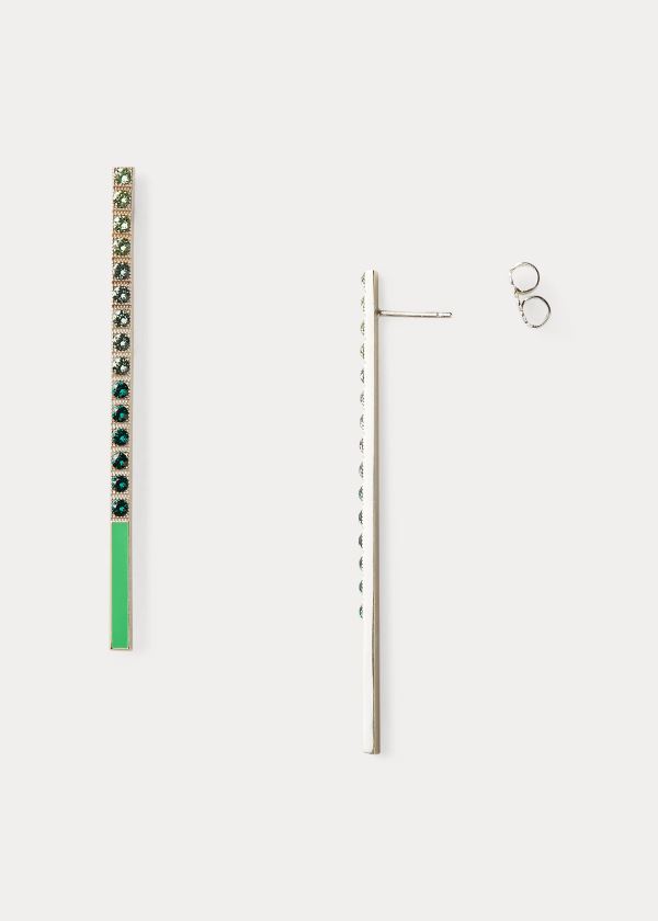 Ralph Lauren Silver-Crystal Bar Earrings Zelene | Td22uiZp