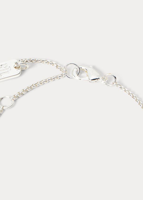 Ralph Lauren Silver Drop-Chain Necklace Stříbrné | HfSafz8B