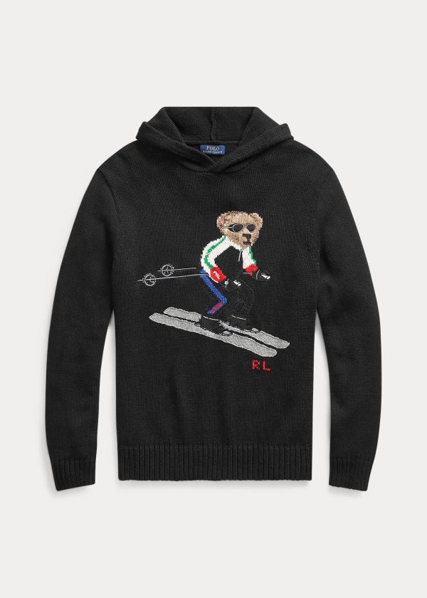 Ralph Lauren Ski Bear S Kapucí Svetrové Černé | PKmIDiRE