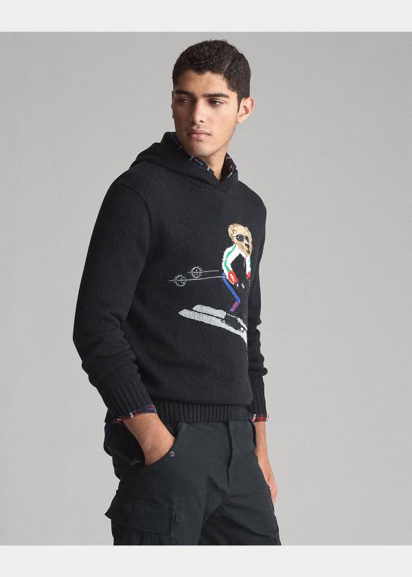 Ralph Lauren Ski Bear S Kapucí Svetrové Černé | PKmIDiRE