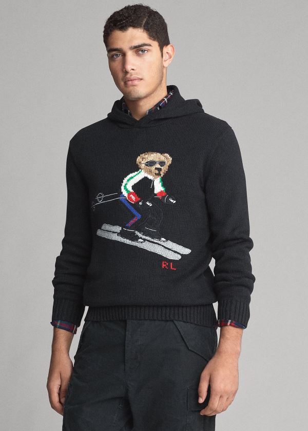 Ralph Lauren Ski Bear S Kapucí Svetrové Černé | PKmIDiRE