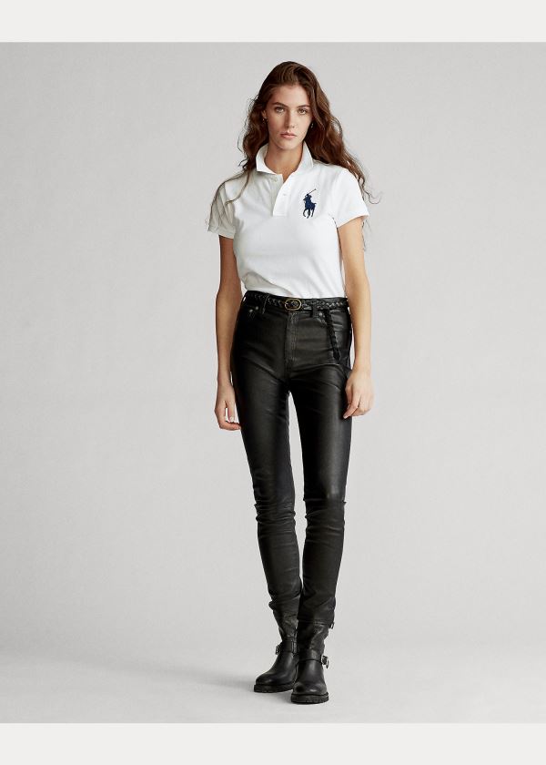 Ralph Lauren Skinny Fit Big Pony Polo Shirt Bílé Tmavě Blankyt | FncMYwdM