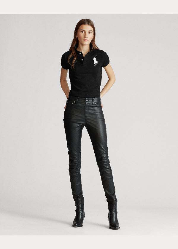 Ralph Lauren Skinny Fit Big Pony Polo Shirt Černé | RGhuIk5F