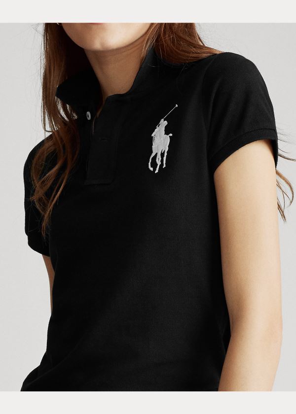 Ralph Lauren Skinny Fit Big Pony Polo Shirt Černé | RGhuIk5F