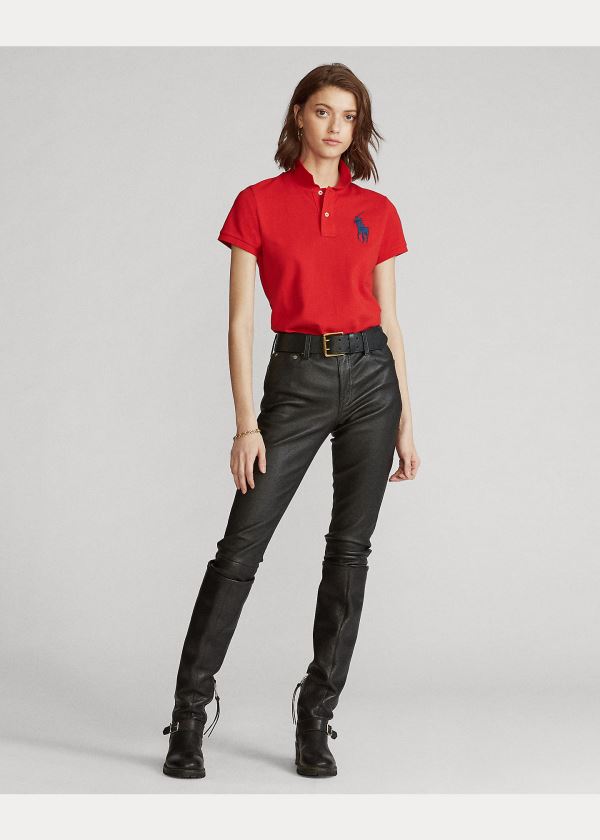 Ralph Lauren Skinny Fit Big Pony Polo Shirt Červené | qBPm065B