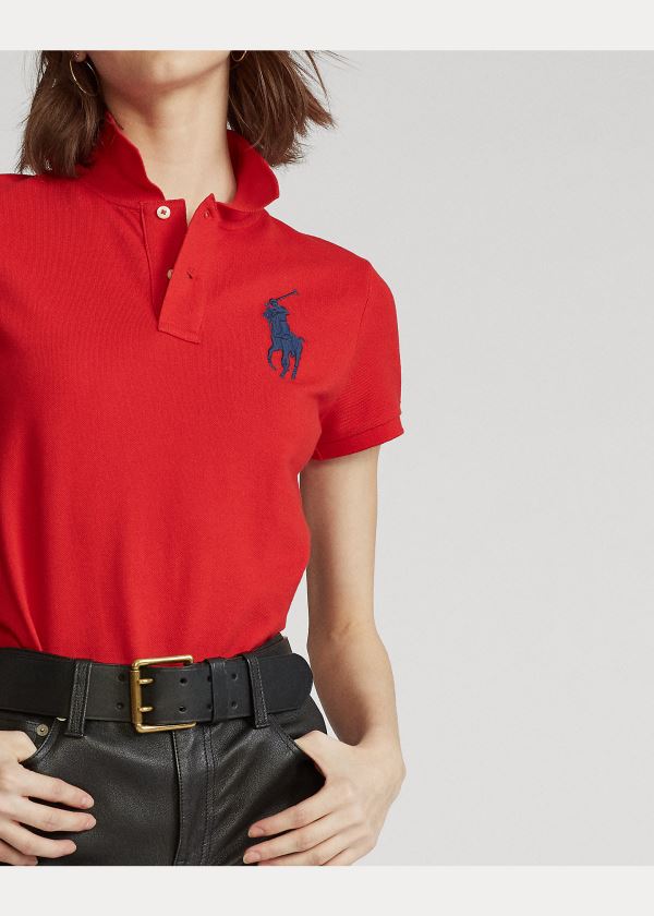 Ralph Lauren Skinny Fit Big Pony Polo Shirt Červené | qBPm065B