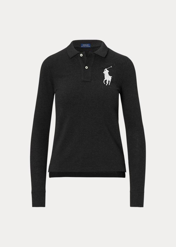 Ralph Lauren Skinny Fit Big Pony Polo Černé | uXiddKhb